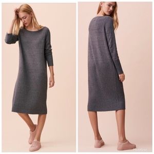 Lou & Grey Gray Specked Hi-rib Sweater Dress